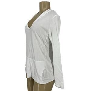 James Perse M Women Scoop Neck Raw Edge French Terry Hoodie Supima Cotton F14